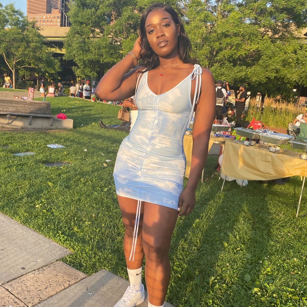 Blue Ruched Dress